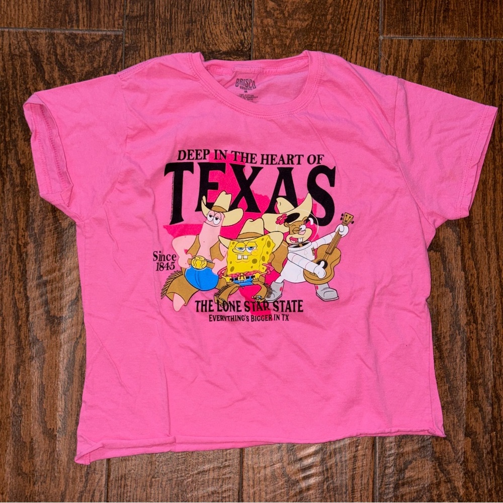 Pink SpongeBob SquarePants Texas graphic tee